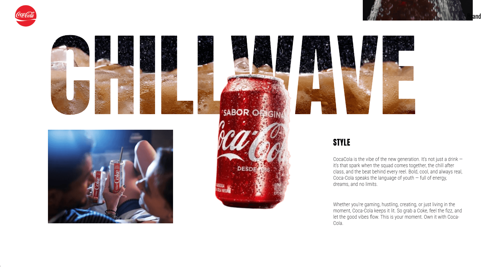 Coca Cola website redesign project screenshot 3