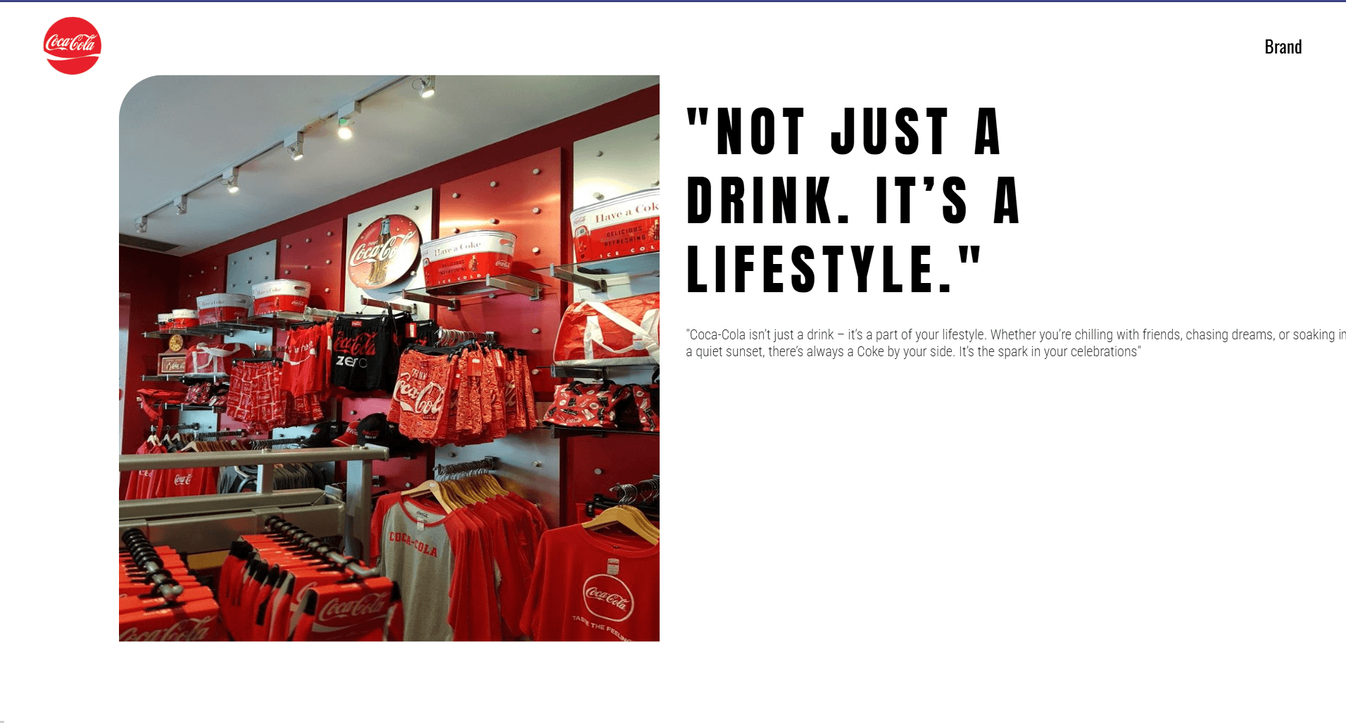 Coca Cola website redesign project screenshot 5